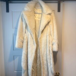 Luxurious Cream Real Fur Coat